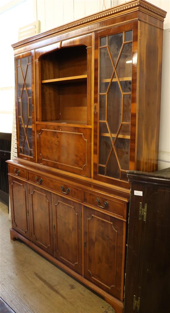 Yewwood glazed bookcase(-)